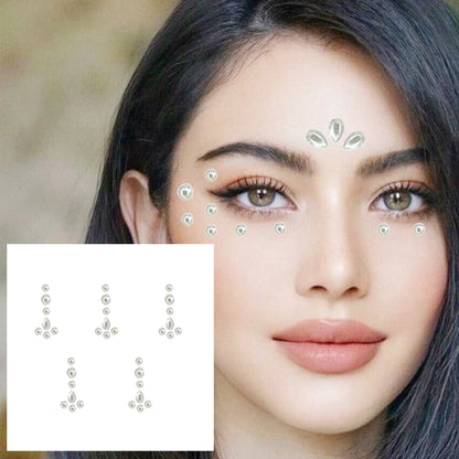 Red Heart Face Jewelry Temporary Tattoos Eye Forehead Diamonds Jewels Makeup Sticker Sparkle Water Drop Gems Nail Art Festival