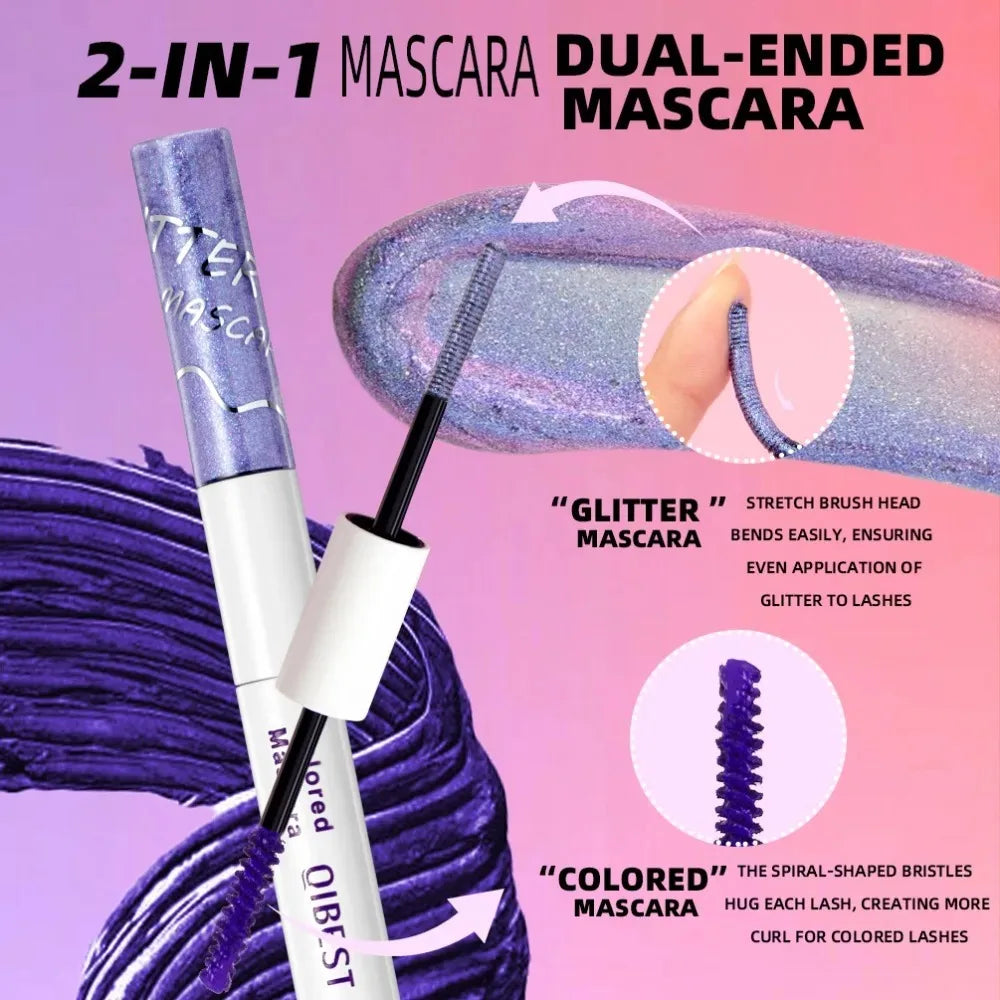 Double Head 2 IN 1 Mascara Silk Fiber Lash Mascara Volume Waterproof Lasting Non-Smudging Thick Thin Curling Mascara Eyes Makeup
