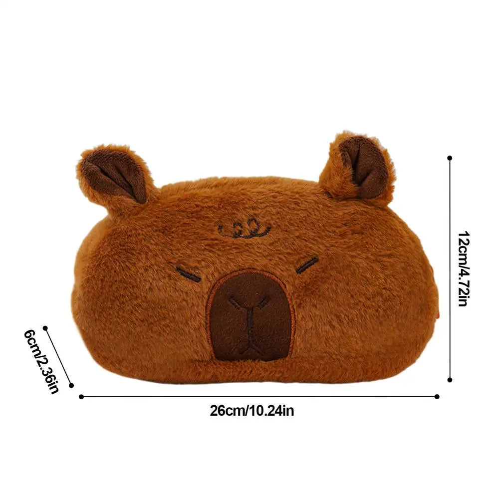 Capybara Pencil Case Cute Plush Zipper Pen Box Stationery Storage Organizer For Kids Students School, College Supplies, Gifts