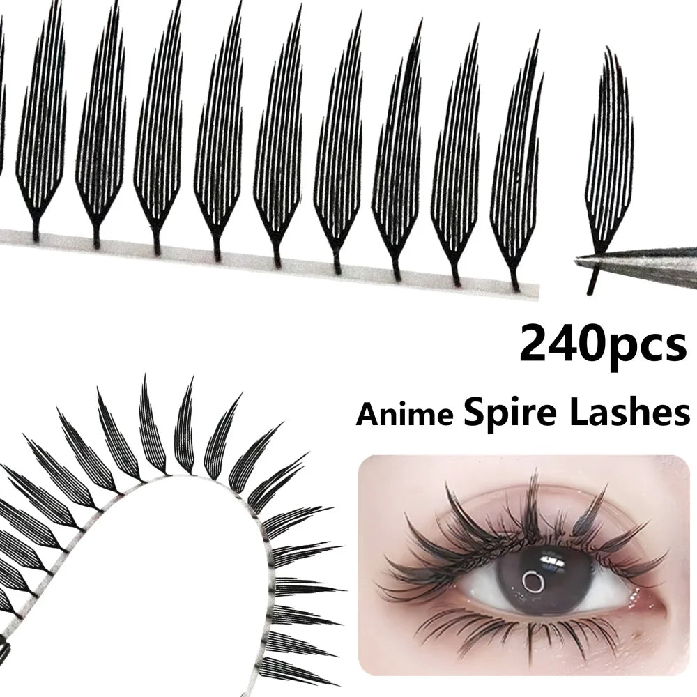 MIOFIA Tower Top Feather shape Eyelash Extension Comic Natural Lightweight  False Eyelashes Premade Fans Lashes for Makeup Tool