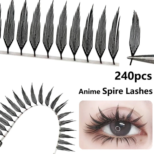 MIOFIA Tower Top Feather shape Eyelash Extension Comic Natural Lightweight  False Eyelashes Premade Fans Lashes for Makeup Tool