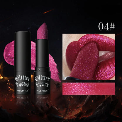 Waterproof Nude Glitter Lipstick 7 Colors Long Lasting Non-stick Cup Velve Red Mermaid Sexy Shimmer Lipsticks Makeup Cosmetic