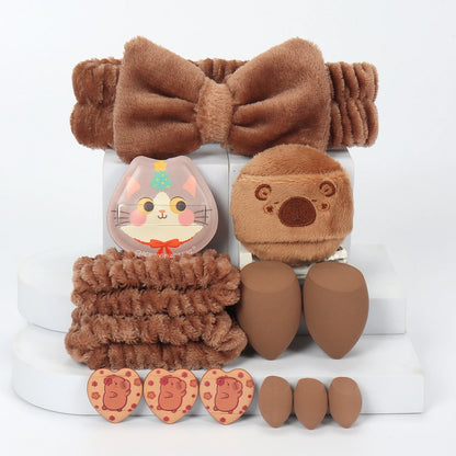 Embroidered Powder Puff Headband 13-Piece Set, Suitable for Applying and Setting Makeup, Suitable for All Skin Types