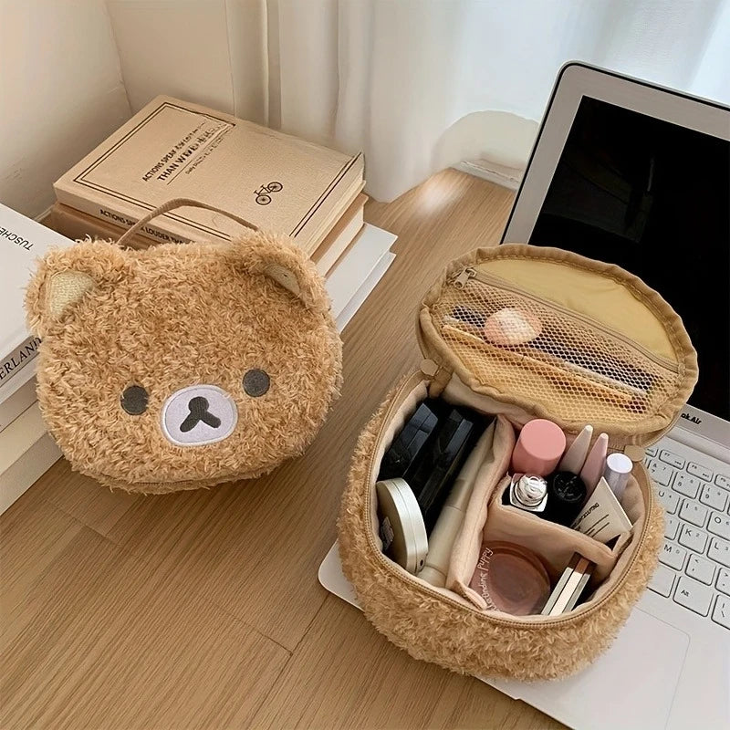 Cute Teddy Bear Makeup Bag | Portable Manga Laundry Storage Bag, Perfect Birthday Gift For Girls, Cute Storage & Toiletries Orga