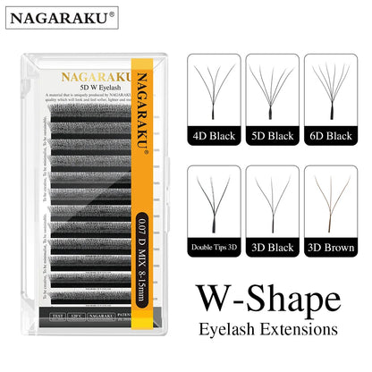 NAGARAKU 3D 4D 5D 6D W Shape  Premade Volume Fan WW Eyelash Extensions Soft Mesh Technological Lashes Makeup False Eyelashes