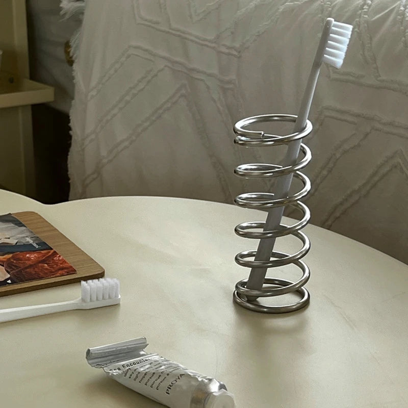 Stainless Steel Toothbrush Holder Metal Bathroom Accessories Tool for Toothpaste Makeup Brush Storage Rack Home Decoration 2026