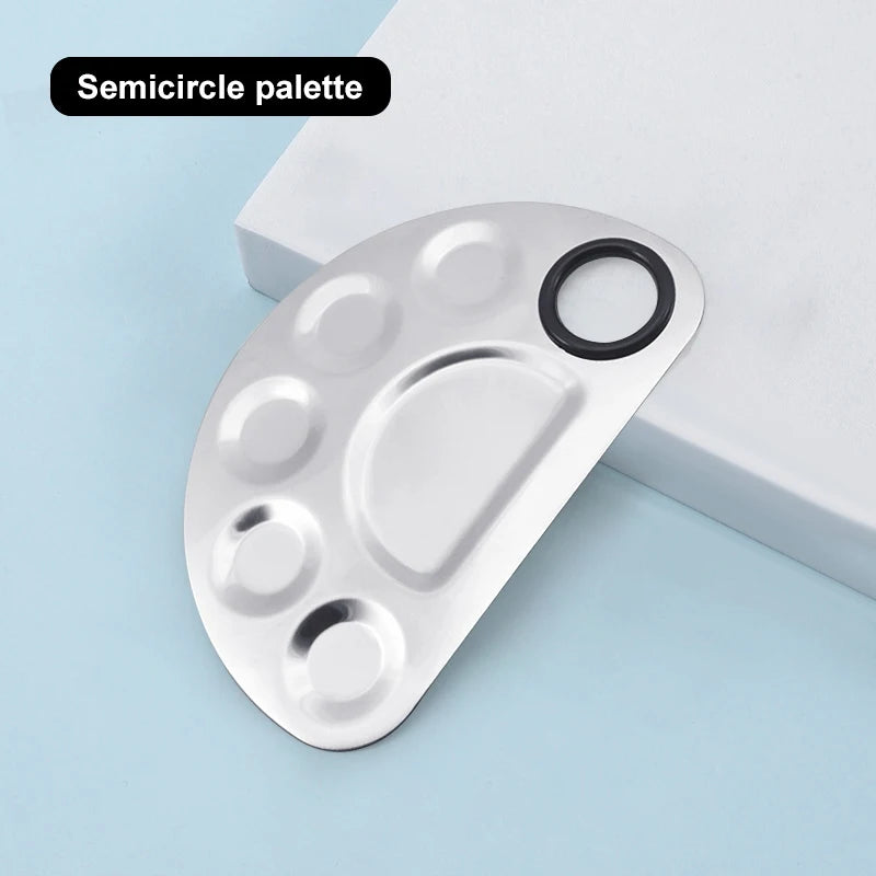 Stainless Steel Makeup Mixing Palette with Foundatio Spatula for Watercolor Paints Eye Shadow Sticks Makeup Cosmetic Beauty Tool