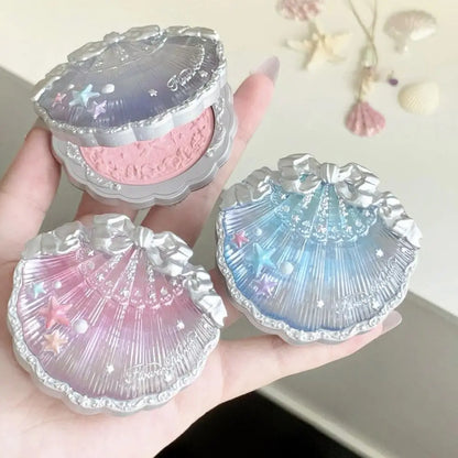 Shell Pearl Blush For Flower Knows Relief Matte Silk Satin Embossed Blush Makeup Long Lasting Brighten Blusher Pallet For Gift
