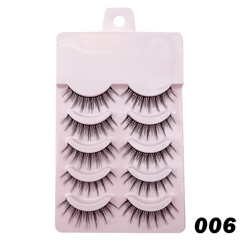 Natural Lashes 5/10 Pairs Eyelashes 3D Mink Lashes Manga Lashes Strip Lashes Band Soft Light False Eyelashes Makeup