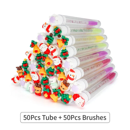 Christmas Eyelash Brush Tubes With Lash Reusable Mascara Wands Replaceable Makeup Applicators Dust-proof Lash Extension Supplies
