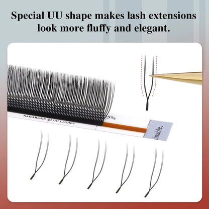 NAGARAKU 10 cases U Shape YY 2D UU Soft Light Natural Eyelash Extensions Parallel Makeup Supplies