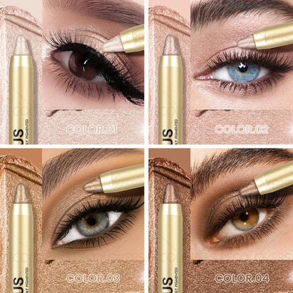 1 Pc Shimmer Eyeshadow Stick, Dual-ended Eyeshadow Pen, with Brush, Eye-catching Eye Makeup High Color Rendering, Concert Makeup