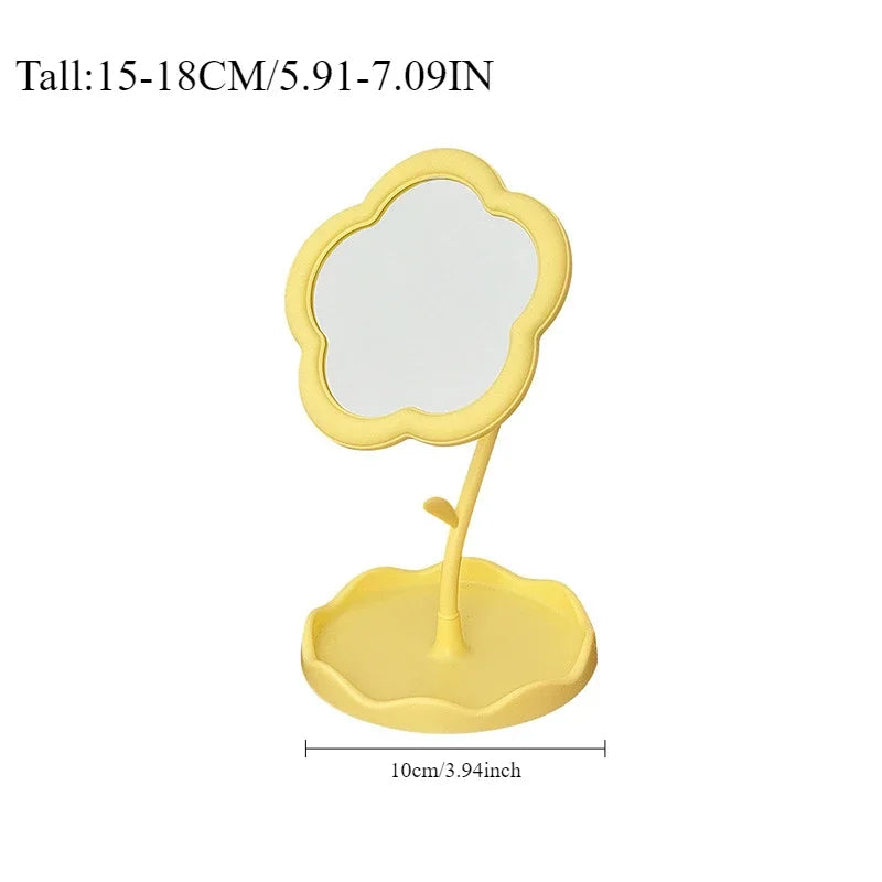Cute Flower Design Desktop Mirror Creative Bedroom Home Decor Gift High Aesthetic Value Gao Yan Style Vanity Decorative Mirror