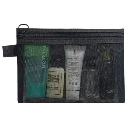 Fashion Large Capacity Mesh Cosmetic Bag Square Bag Zipper Bag Makeup Bag Pencil Cases Wash Pouch Cosmetic