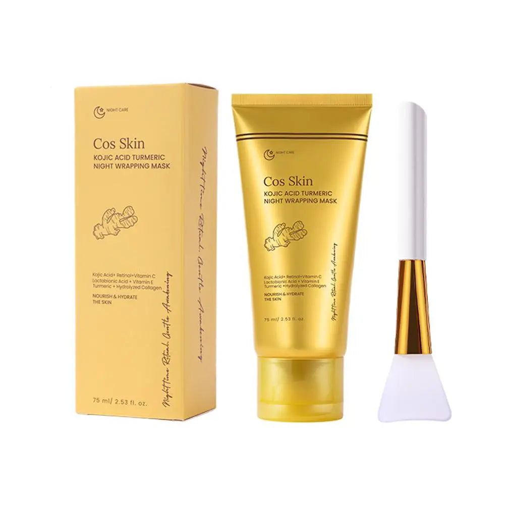 Kojic Acid Turmeric Overnight Wrapping Peel Off Mask Kit Nourish Hydrolyzed Collagen Glowing Skin Refresh Skin Firming Skincare