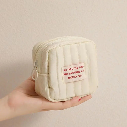 HOMEFISH Korean Style Square Mini Makeup Bag Student Multifunctional Storage Bag Portable Lipstick Earphone Coin Purse for Women