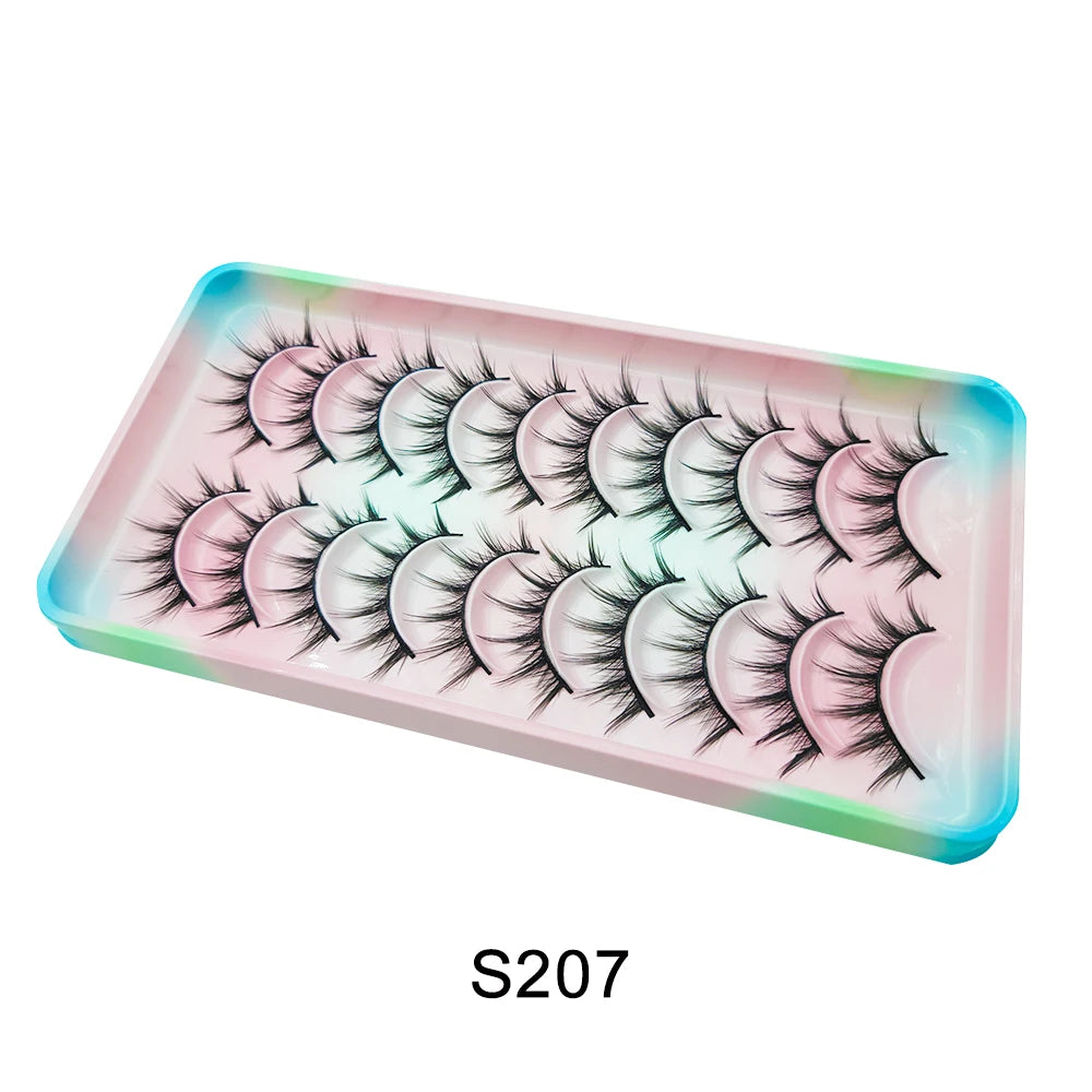 Natural Lashes 5/10 Pairs Eyelashes 3D Mink Lashes Manga Lashes Strip Lashes Band Soft Light False Eyelashes Makeup