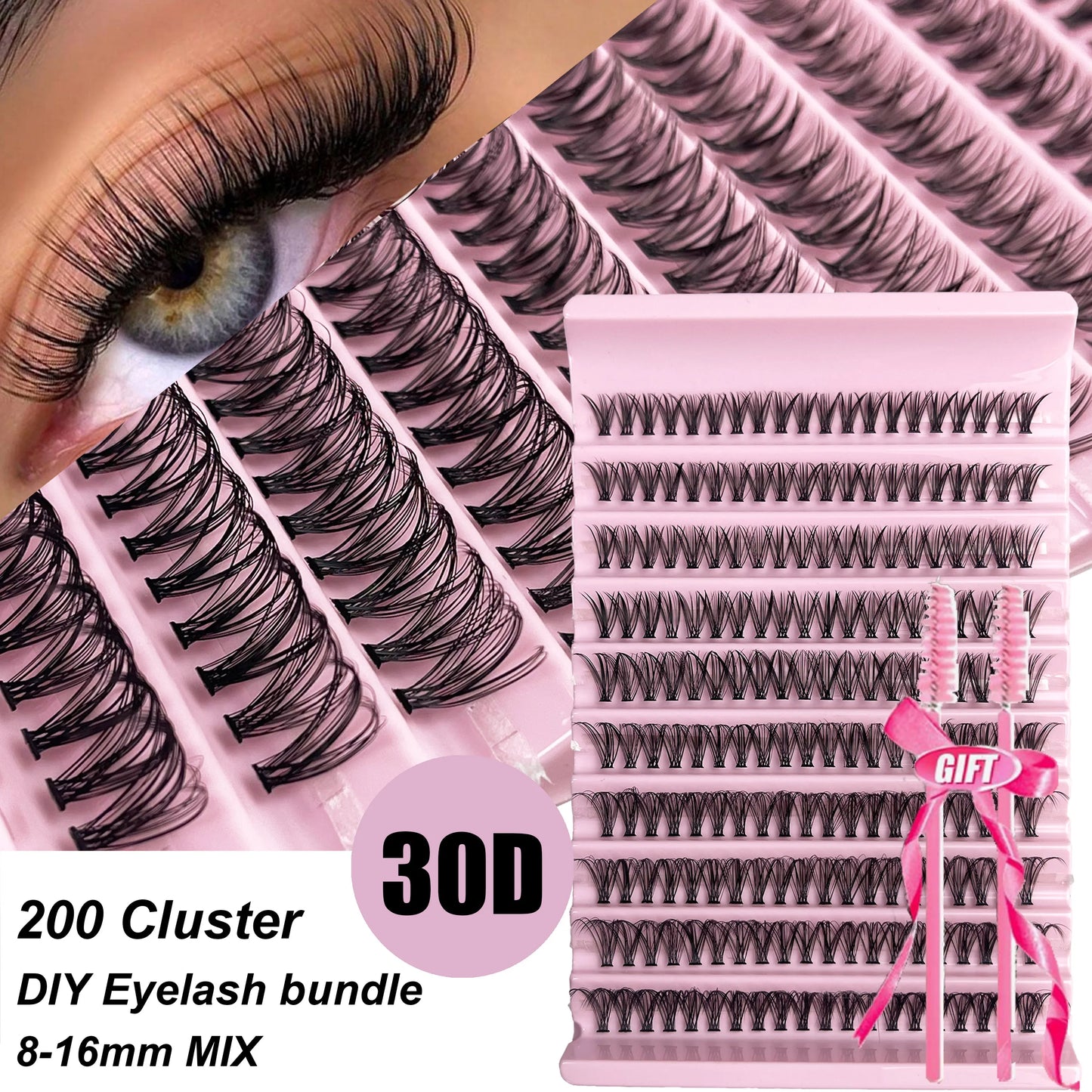 30D 40D 50D 60D Mink False Eyelash C/D Curl 8-16mm DIY Individual Eyelash Clusters Natural Eyelash Extension Makeup Tool Lashes