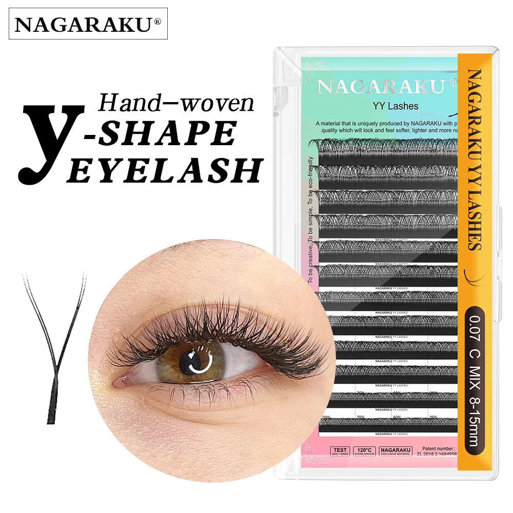 NAGARAKU YY Mesh Lash Y shape eyelashes extension premium mink soft light natural 4D makeup cross bloom false eyelash