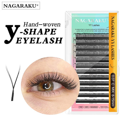 NAGARAKU YY Mesh Lash Y shape eyelashes extension premium mink soft light natural 4D makeup cross bloom false eyelash