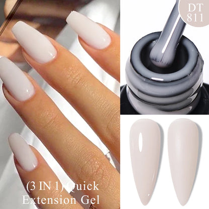 MEET ACROSS 7ml Quick Extension Gel Nail Polish Glitter Pink Gold Purple Milky White UV Gel Finger Prolong Varnish For Nails