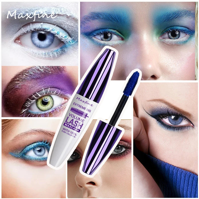 Colorful Eyelash Mascara 5D Silk Fiber Volume Curling Lengthening EyeLashes Extension Purple Blue White Waterproof Eye Makeup