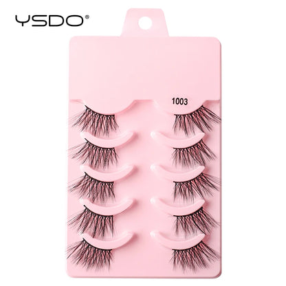 YSDO 5 Pairs Eyelashes Natural Long 3D Mink Lashes Fluffy Volume Mink False Eyelashes Cruelty Free Wispy Lashes Makeup Cilios