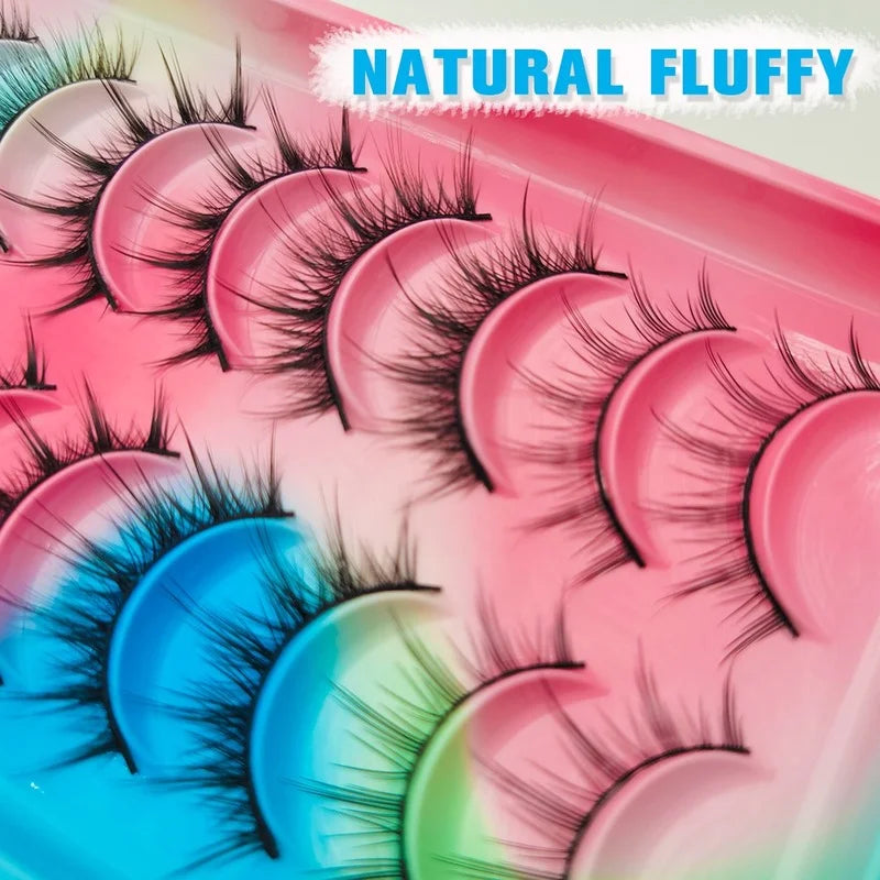 Natural Lashes 5/10 Pairs Eyelashes 3D Mink Lashes Manga Lashes Strip Lashes Band Soft Light False Eyelashes Makeup