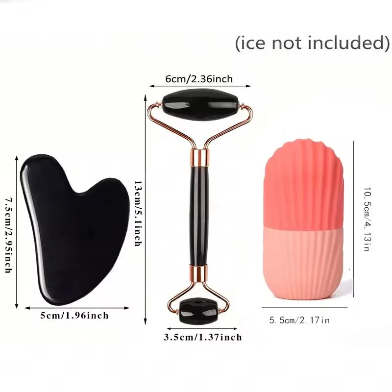1/2/3pcs Ice Face Roller Facial Skincare Ice Roller Set,Facial Roller GuaSha FaceTool Set,Face Massage Roller Lifting Contouring