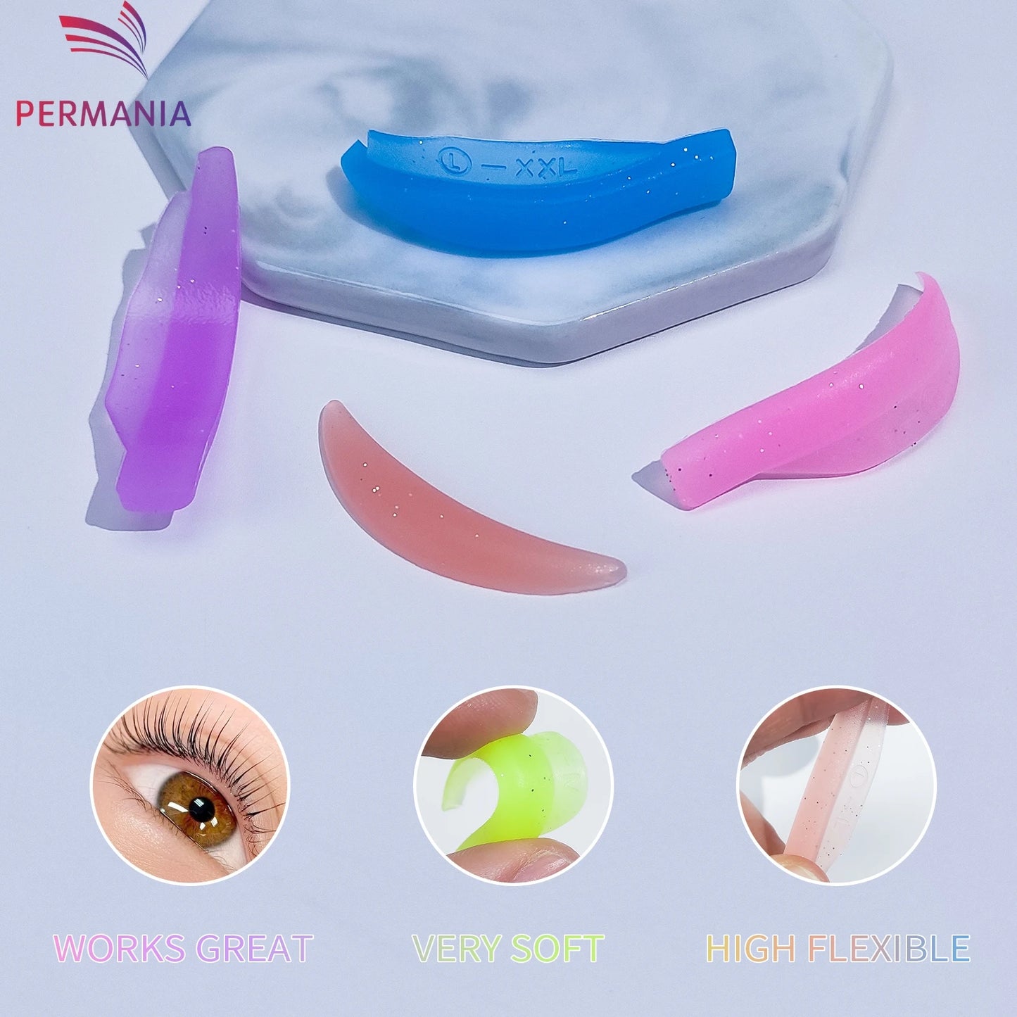 Permania Reusable Eyelash Lifting Silicone Lamination Pad Eyelash Perm Rods 3D False Eyelashes Extension Curler Pad Makeup Tools