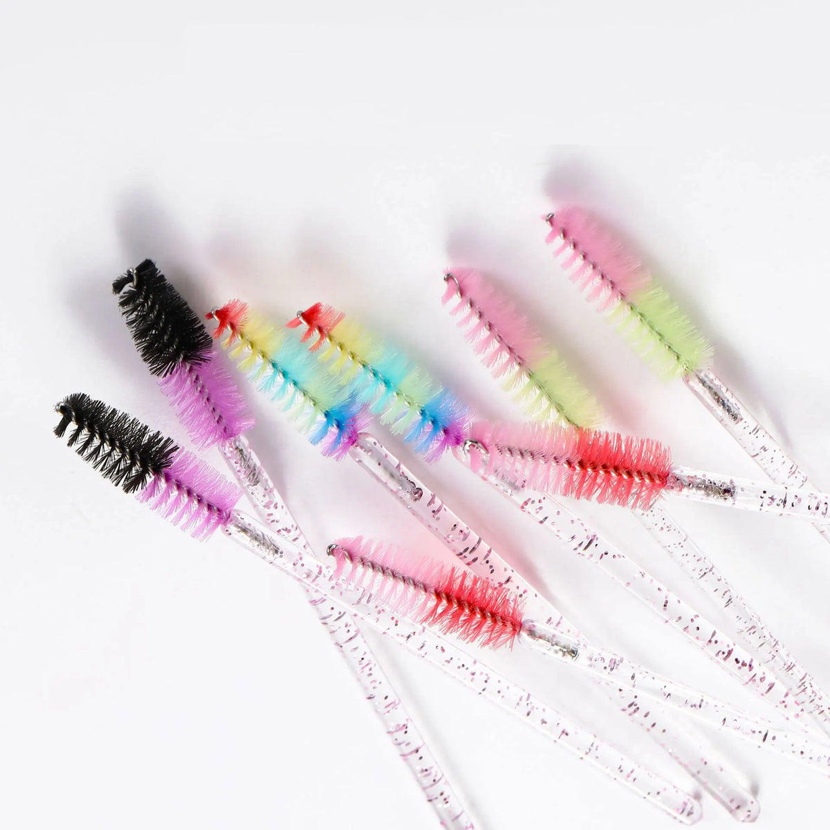 50pcs Disposable Mixed Color Eyelash Brushes Crystal Eye Lash Mascara Wands Glitter Lash Comb Spoolies Micro Makeup Applicators
