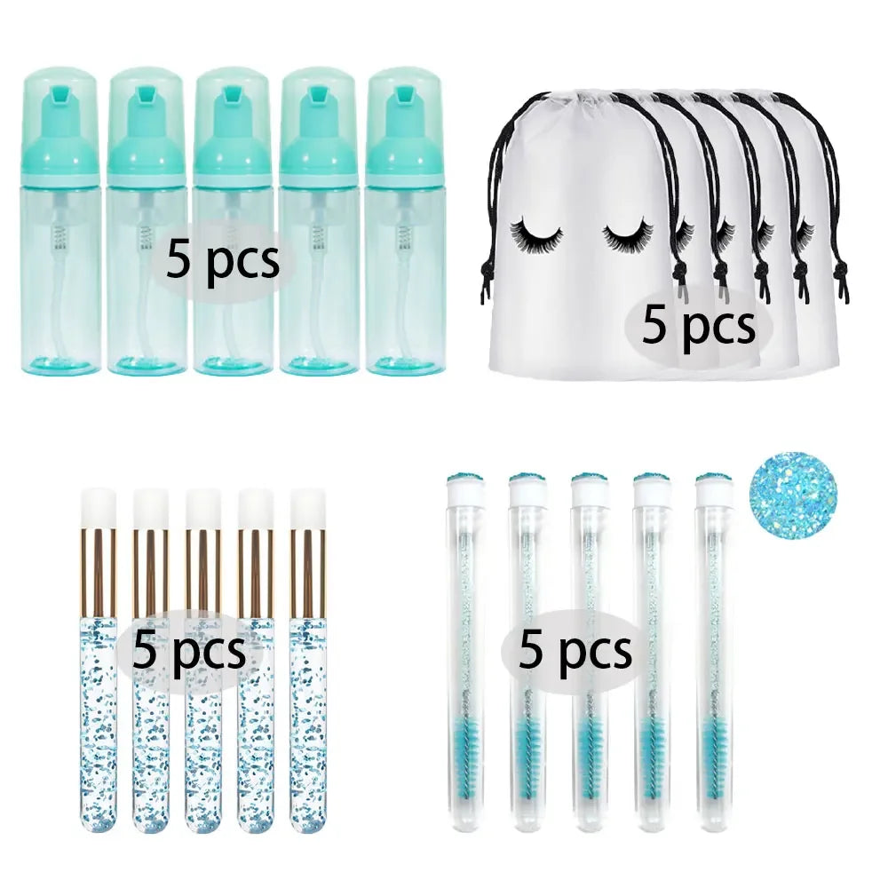 20/40PCS Suit 60ML Empty Pump Bottle Eyelash Shampoo Care Makeup Tool Travel Foam Dispenser Bottle Plastic Cleanser Soap Care