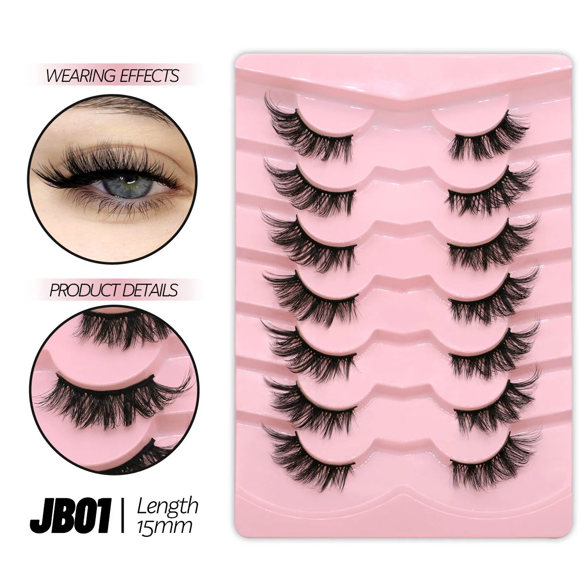 GROINNEYA Half Lashes 5/7/10 Pairs Half Lashes Soft Natural Cat Eye Lashes Makeup Tool Fake Eyelashes Extension Fluffy Faux Cils