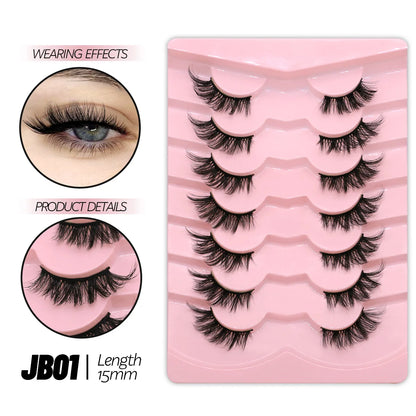 GROINNEYA Half Lashes 5/7/10 Pairs Half Lashes Soft Natural Cat Eye Lashes Makeup Tool Fake Eyelashes Extension Fluffy Faux Cils
