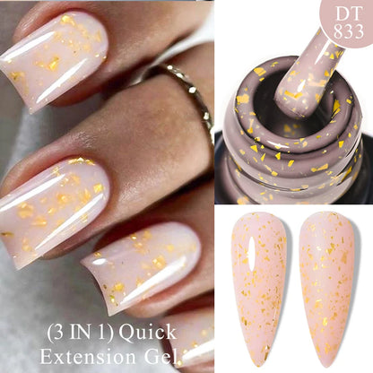 MEET ACROSS 7ml Quick Extension Gel Nail Polish Glitter Pink Gold Purple Milky White UV Gel Finger Prolong Varnish For Nails