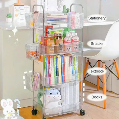 2/3/4 Tiers Mobile Shelf with Wheel Multi-Layers Storage Rack Home Trolley for Snacks Cosmetic Sundries Organizer Rolling Cart