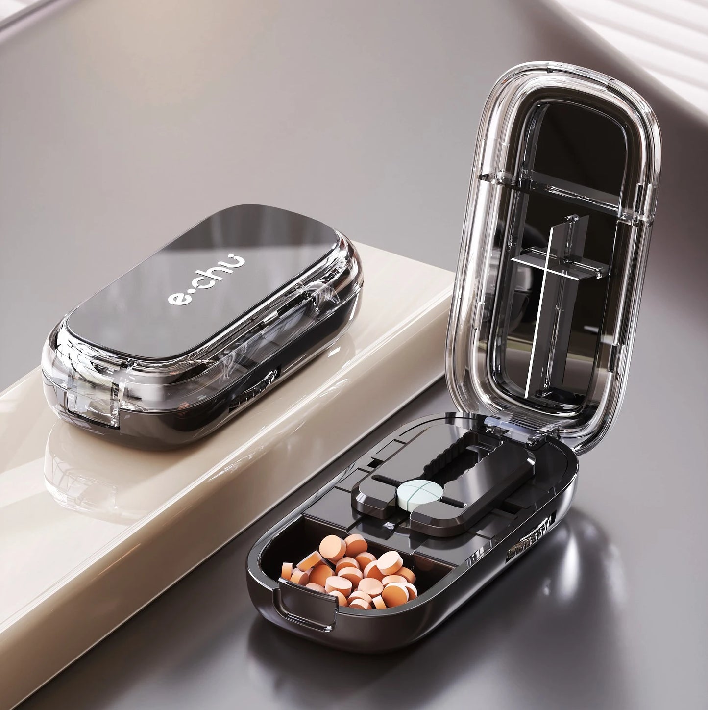 Sharp Pill Cutter Half Storage Compartment Box Splitter Divide Medicine Organizer Drug Slicer Medicine Tablet Storage Container