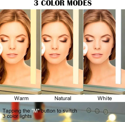 Vanity Makeup Mirror with Lights Detachable 15x Magnification 3 Color Lighting Modes Touch Screen Control 360°Rotation