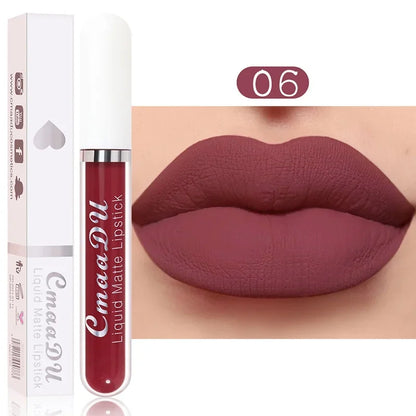 Women's Sexy Long-Lasting Velvet Matte Lip Gloss - Waterproof Nonstick Red Liquid Lipstick for Beauty Makeup