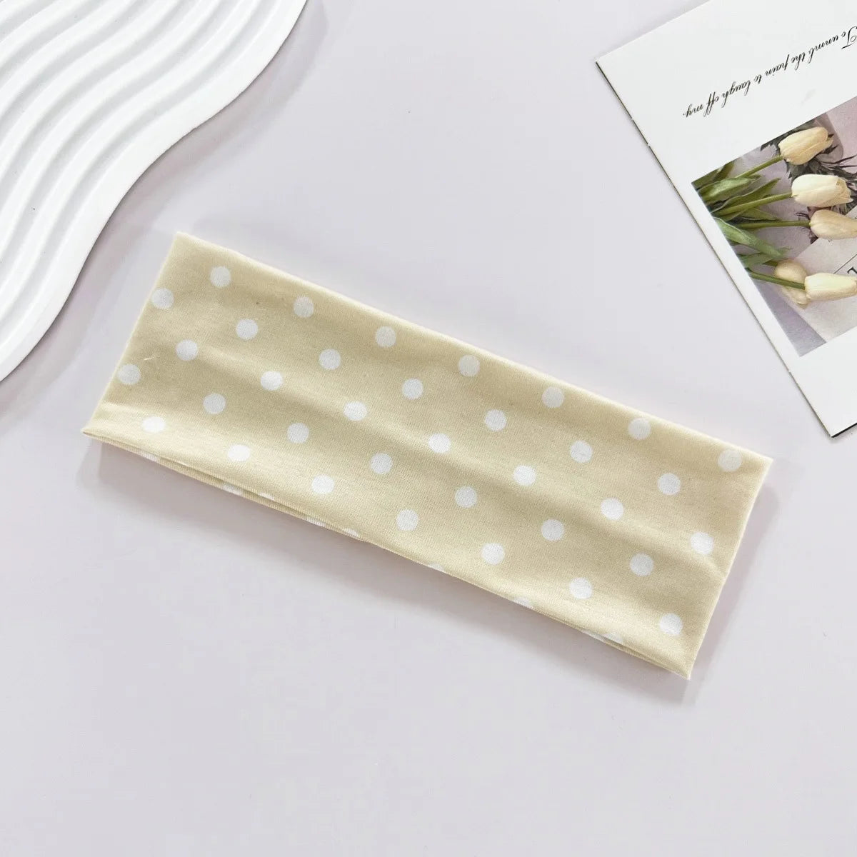 Women's yoga elastic headband with polka dots, autumn fashion makeup headband, hair accessories, sports and fitness headband