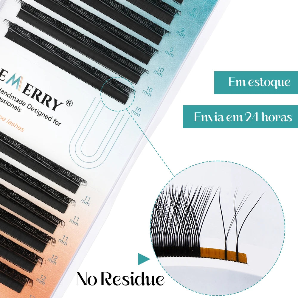 Gemerry YY Shape Eyelash Extensions L/M/DD Curl Two Tip Fox Eyes Premade Fan Lashes Matte Black Eyelash Makeup Supplies Natural