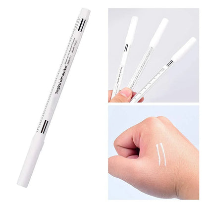 1pcs Eyebrow Tattoo Skin Marker Pen with Ruler Permanent Makeup White Medical Sterile Surgical Microblading Supplies