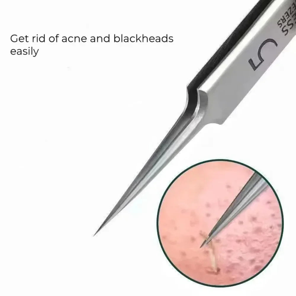 Hot No.5 German Ultra-fine Blackhead Remover Tweezers Professional Salon Pimple Acne Needle Cell Clip Comedone Extractor Tools