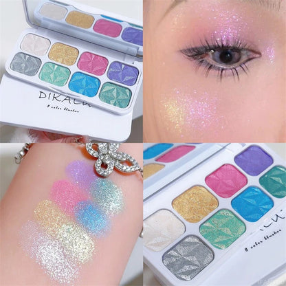 9-Color Glitter Eyeshadow Palette Pink Pearly Eyeshadow Palette Korean Charming Eye Makeup Palette Shiny Eye Shadow Eye Pigments