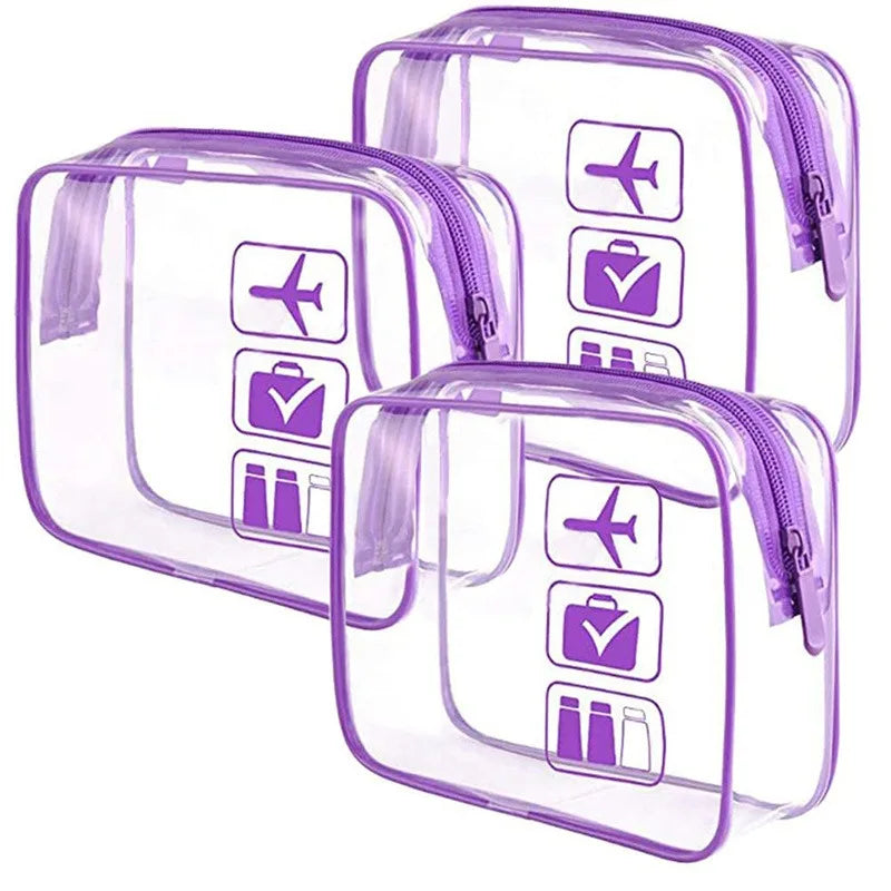 Clear Zippered Makeup Organizer Bag - Transparent Cosmetic Case For Travel & Bathroom Storage 