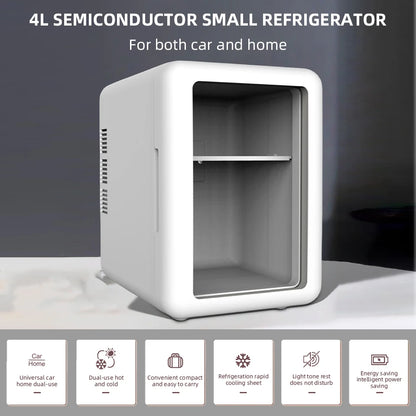 4L Mini Beauty Refrigerator With Cooling And Heat  Both Car Home Use Refrigerated Storage For Skincare Products To Keep Fresh