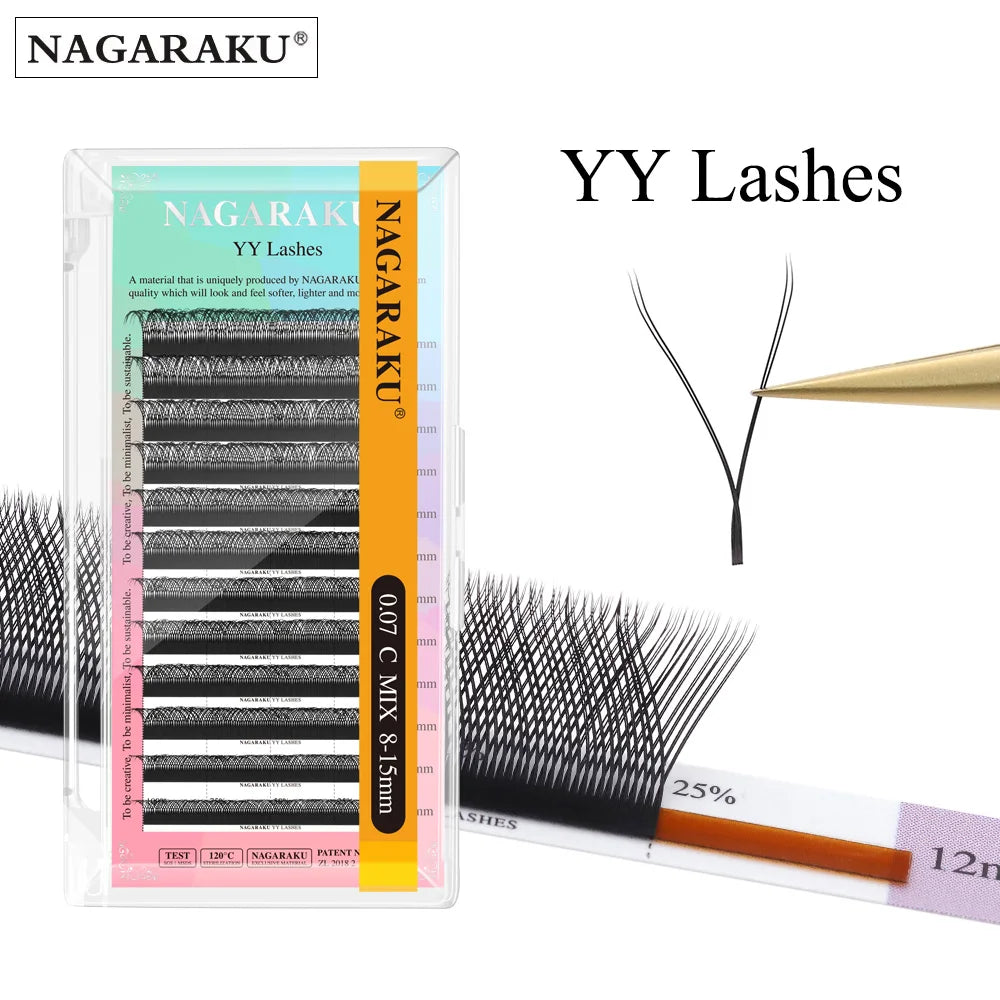 NAGARAKU YY Shape Eyelashes Extension Soft Premium False Eyelashes individual Makeup Black Crisscross Beauty