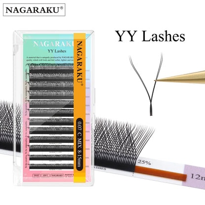 NAGARAKU YY Shape Eyelashes Extension Soft Premium False Eyelashes individual Makeup Black Crisscross Beauty