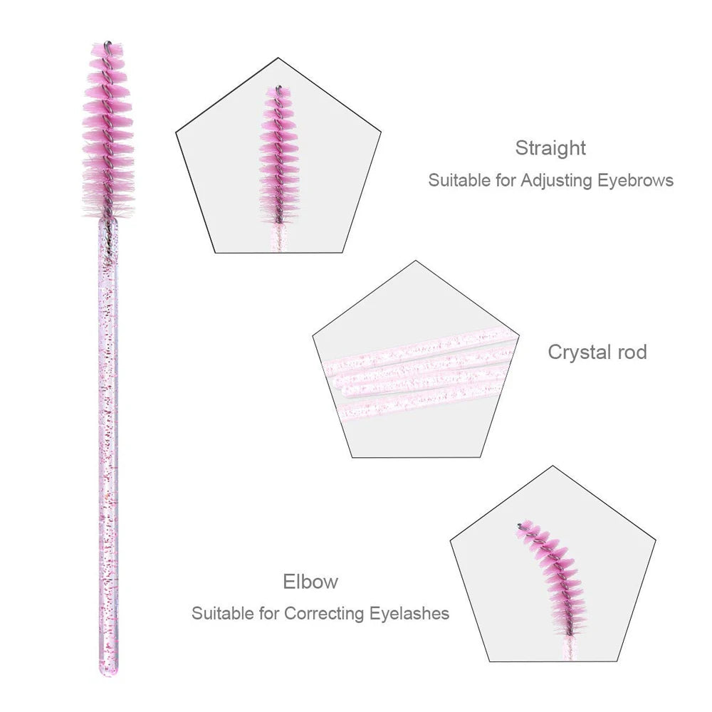 100Pcs Crystal Eyelash Brush Disposable Mascara Wands Eyelash Extension Microbrush Eyebrow Applicator Makeup Brush