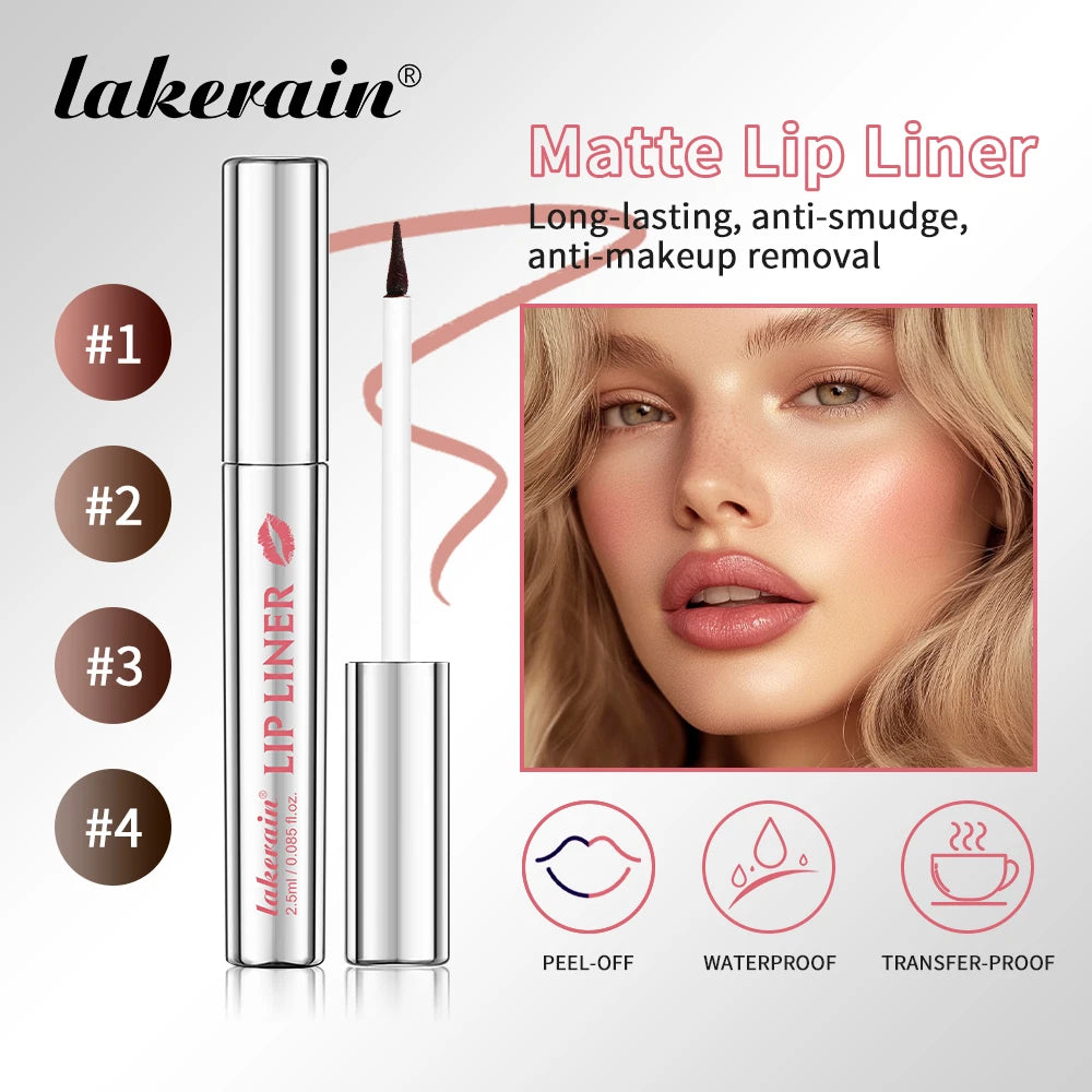 Lakerain Peel Off Lip Liner Waterproof Smudge-proof Lip Liner Long Lasting Color Non-fading Hydrate Nourish Lip Contour Makeup